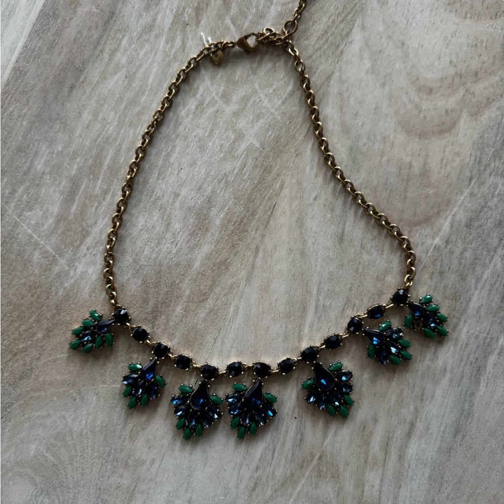 J. Crew Navy and Green statement necklace - Picture 2 of 2